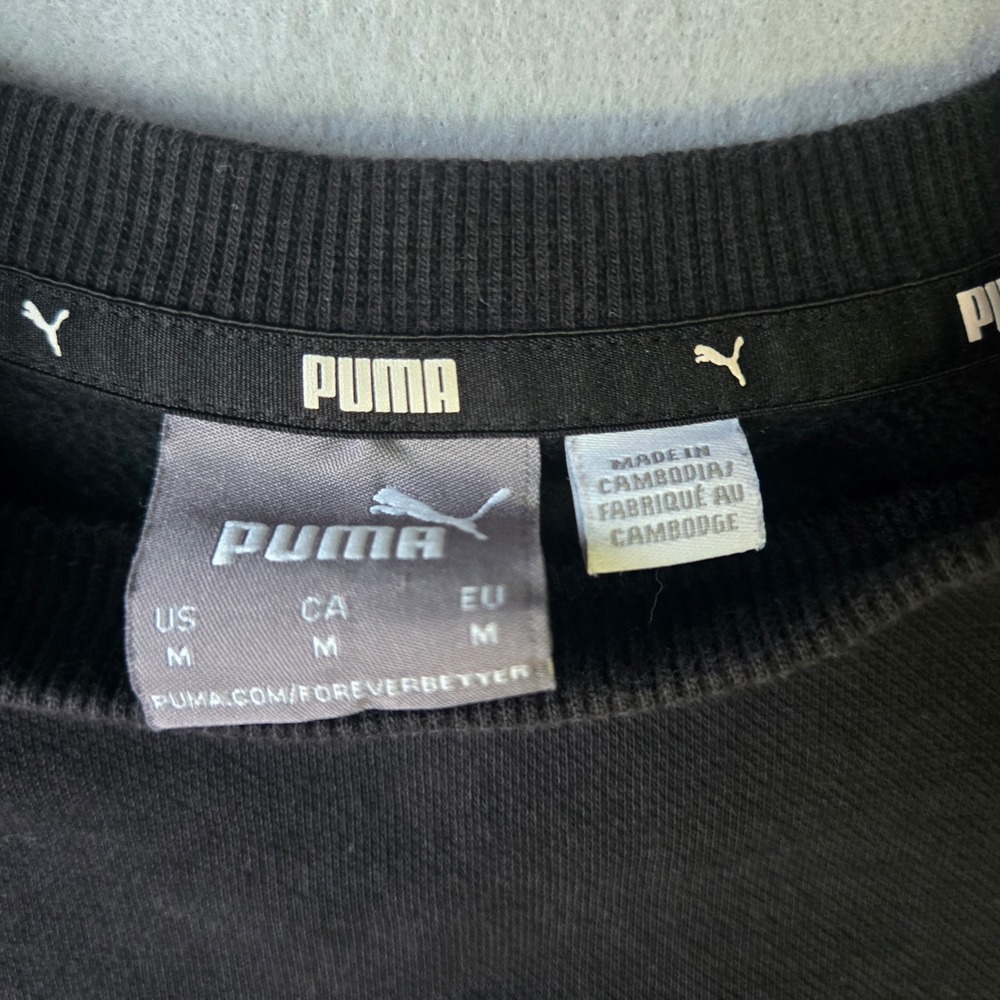 Puma Mens Crewneck Sweatshirt Black Grey Box Logo Pullover 673837-01 Size M - Picture 5 of 7